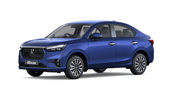 Honda All New Amaze on a city street, official three-quarter front view